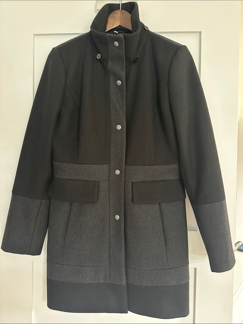 Guess wool-blend two-tone grey black jacket coat medium